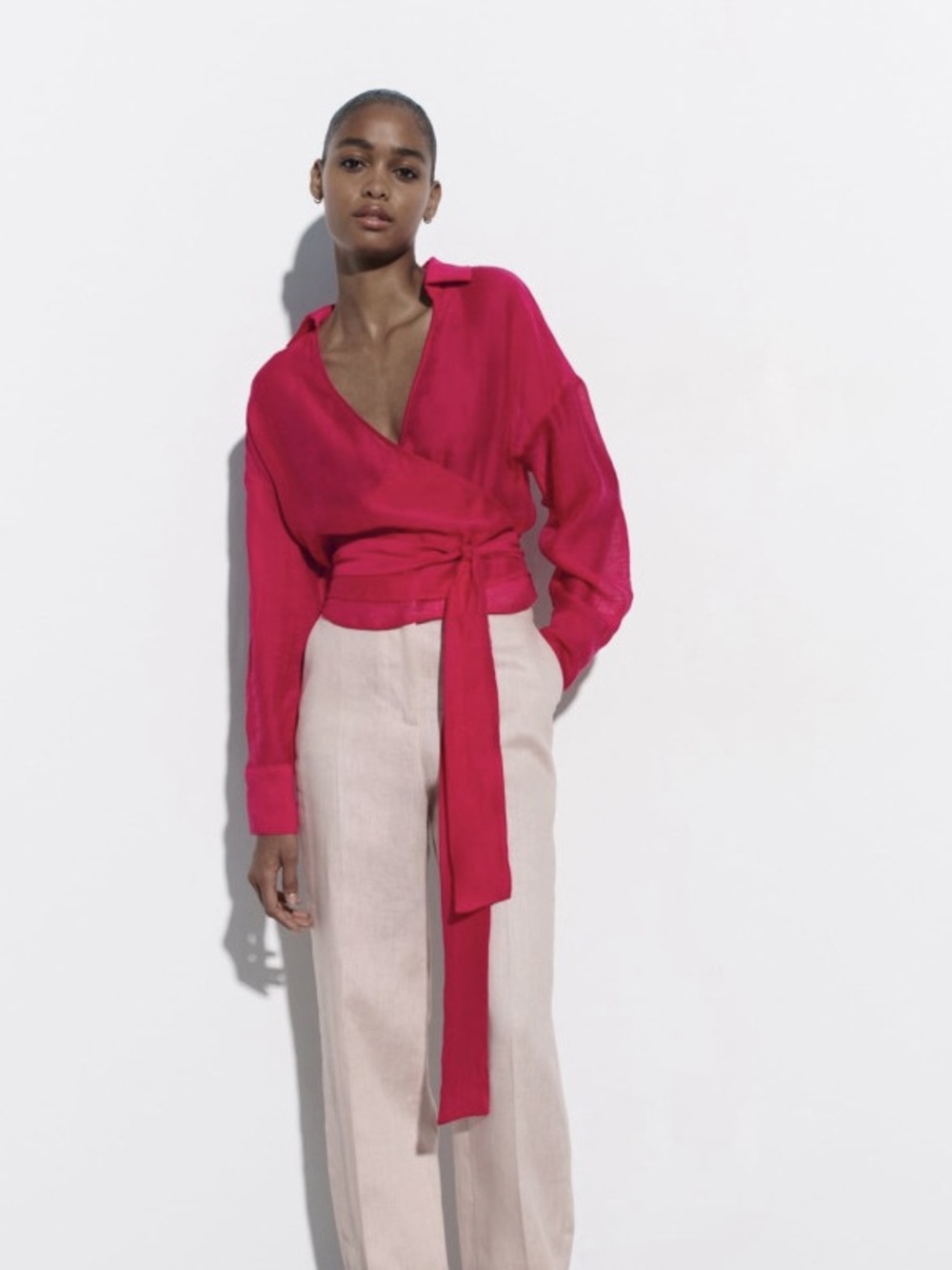 Zara Fuchsia Wrap Blouse Shirt
